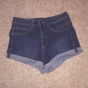 High waisted jean shorts